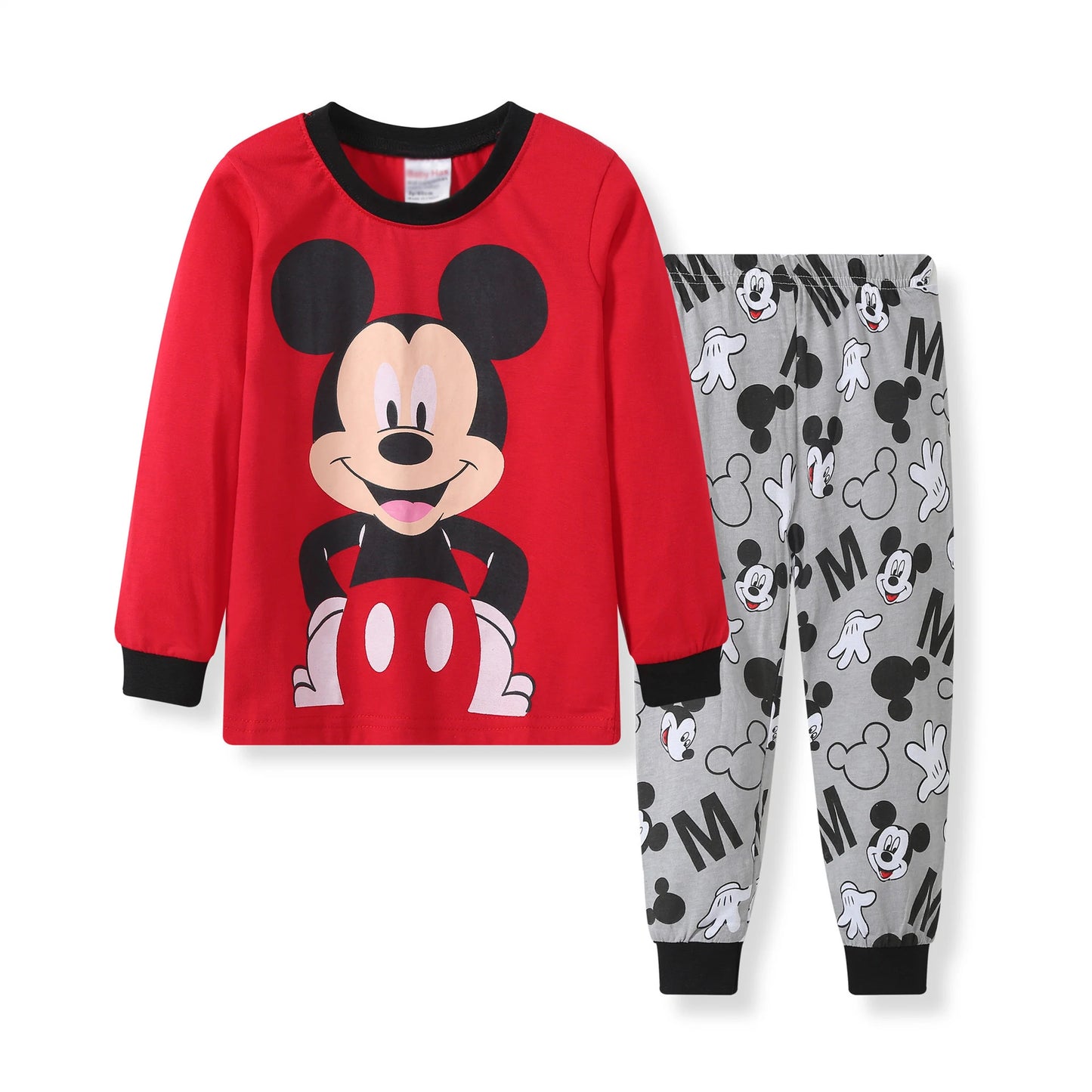 Pijamas Mickey em Algodão | Conjunto de Manga Comprida para Bebés e Crianças