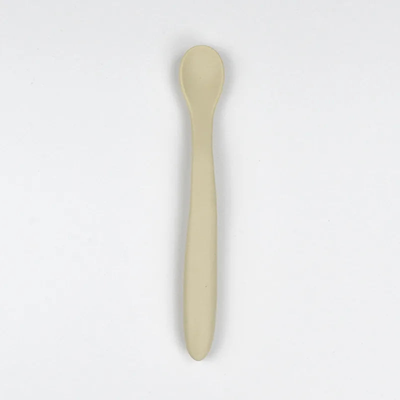 Colher de Silicone Macio para Bebé | Cabo Longo | Perfeita para Treino e Desmame