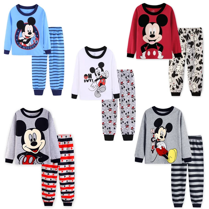 Pijamas Mickey em Algodão | Conjunto de Manga Comprida para Bebés e Crianças