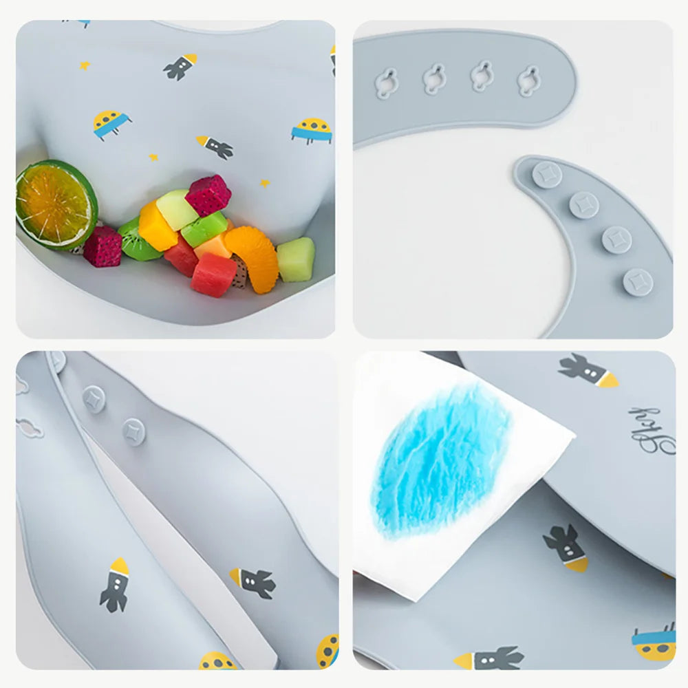 Babador Ajustável de Silicone para Alimentação de Bebés