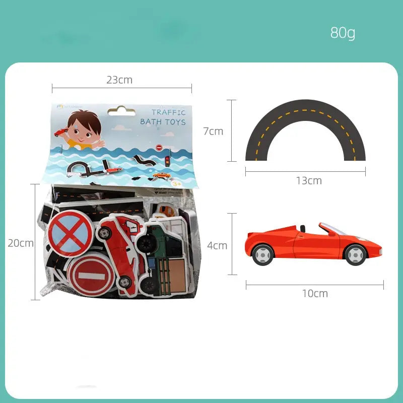 Brinquedo de Banho: Cenas de Trânsito Adesivas (23 Peças)